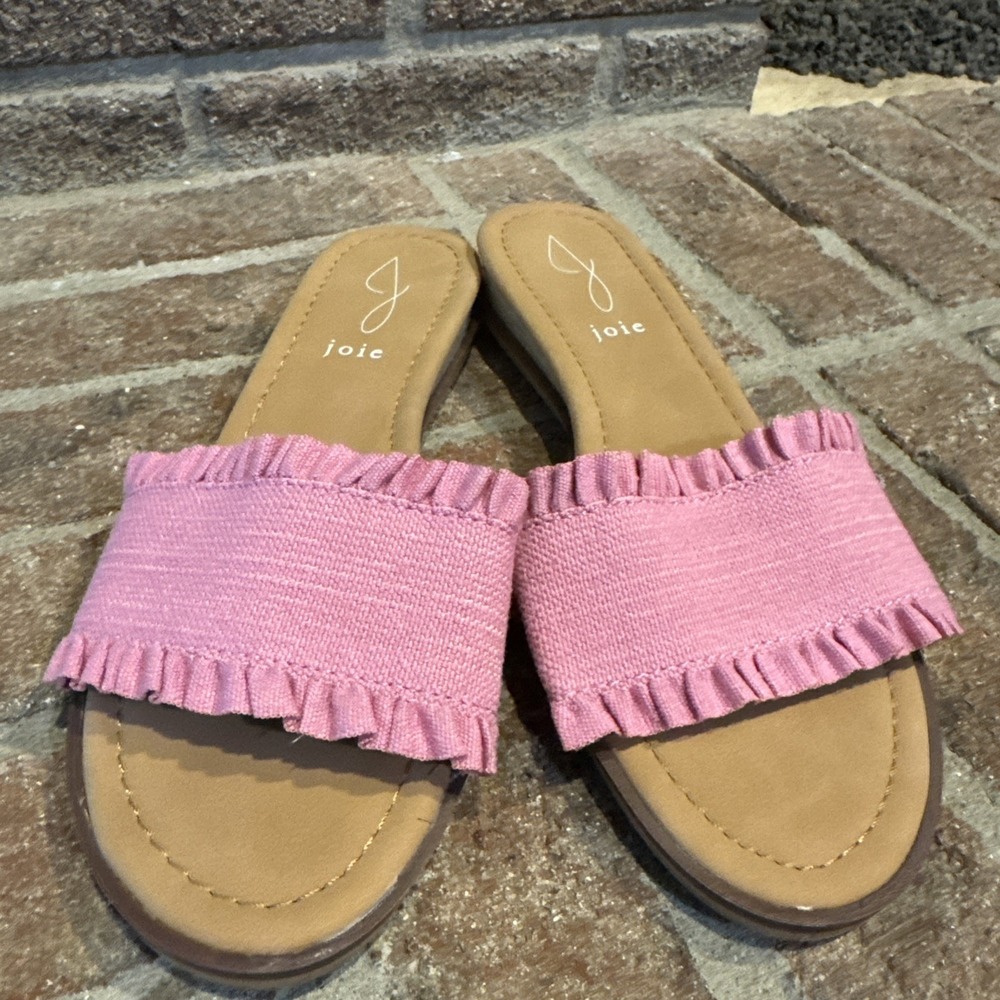 Joie Eidel Womens Ruffled Leather Slide Sandals In Pink Size 6.5M‎ #0041